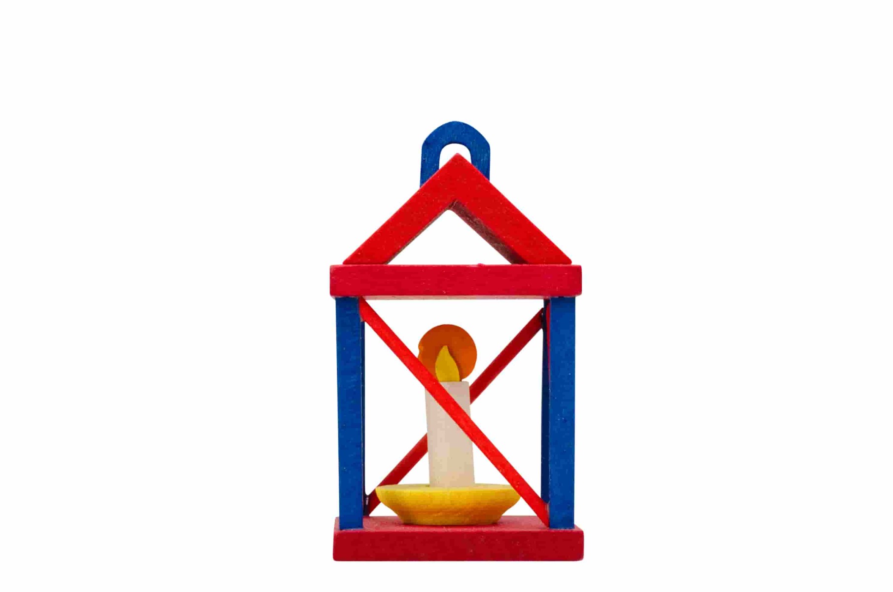 Laterne rot/blau als Baumschmuck