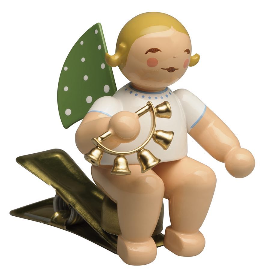 Engel mit Glockenkranz auf Klemme