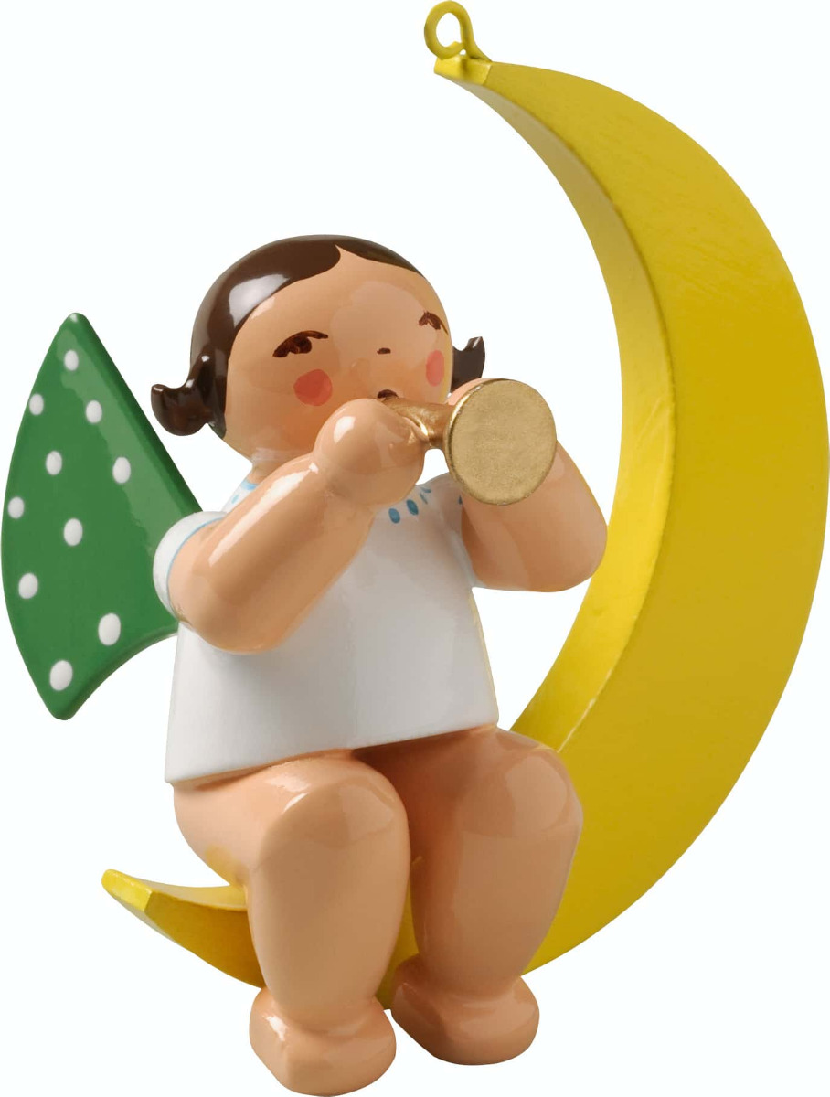 Engel mit Flöte im Mond