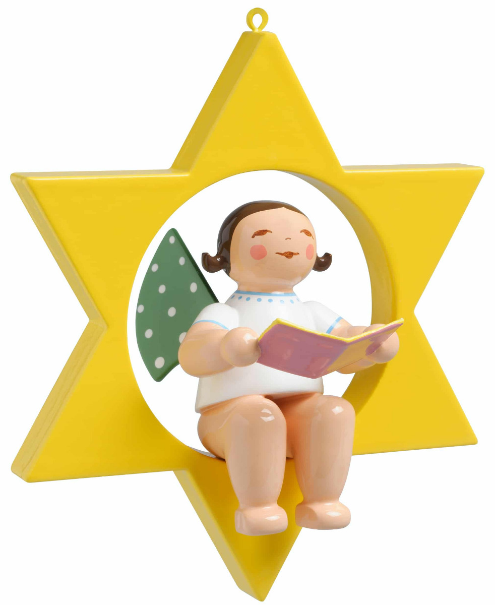 Engel mit Liederbuch im Stern