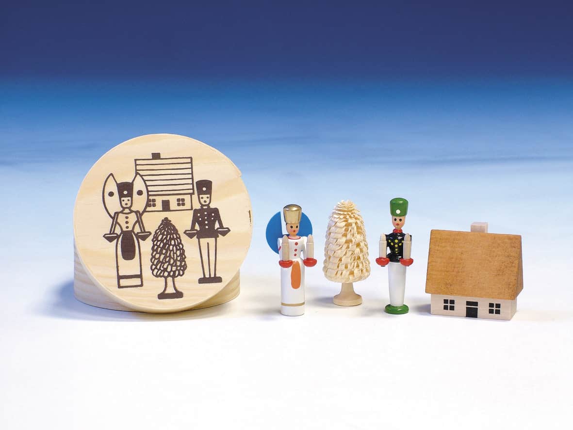 Spanschachtel mit Bergmann und Engel