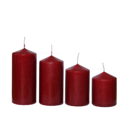 Stumpenkerzen EWA 4 Stück burgund abgestuft 50x65-110mm