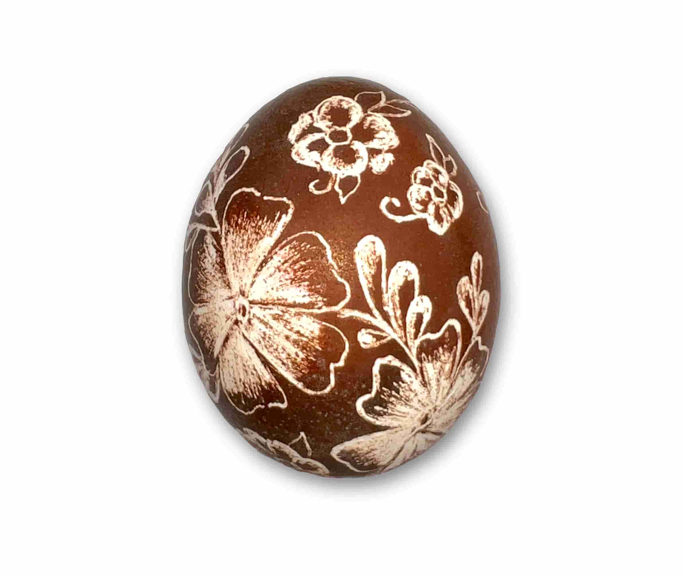 Osterei - Kratztechnik braun - florales Muster 2