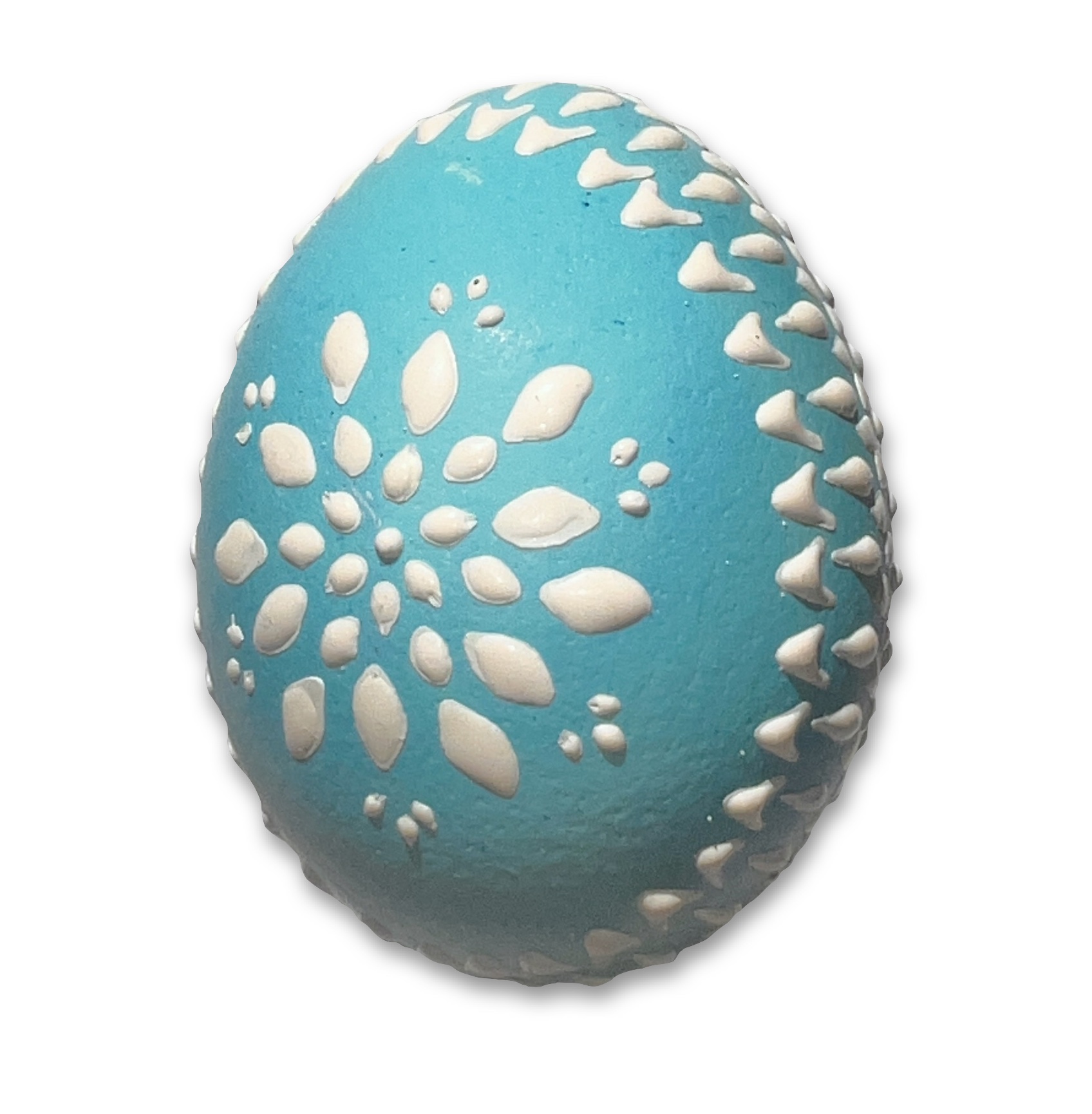 Osterei - Bossiertechnik pastellblau - weiß