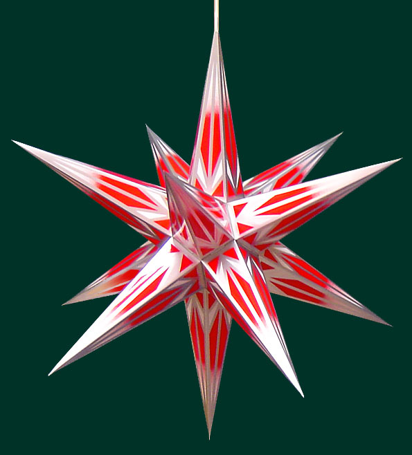 Haßlauer Weihnachtsstern für innen rot/weiß mit Silbermuster inkl. LED