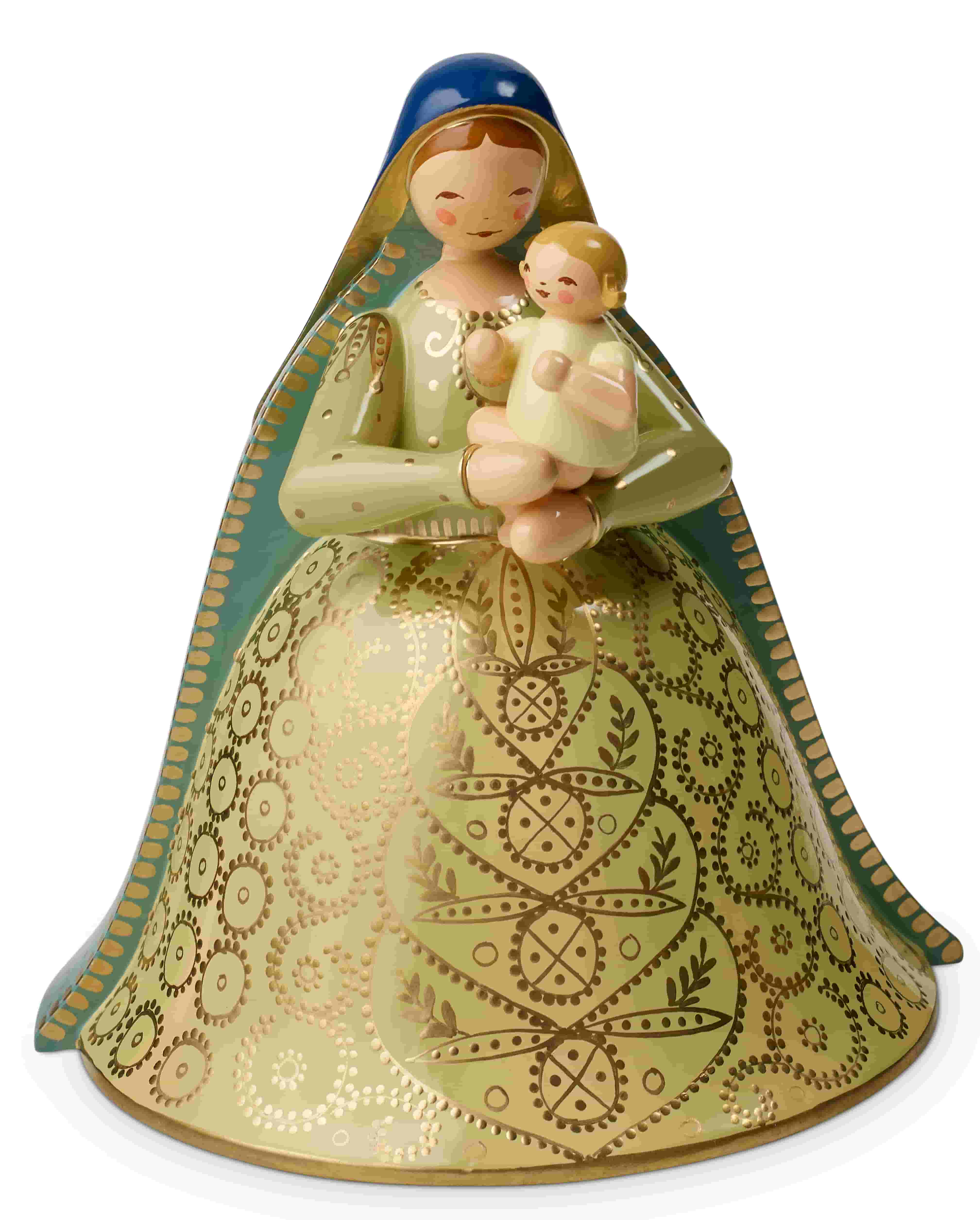 Madonna mit Christkind, reich bemalt, creme-hellblau