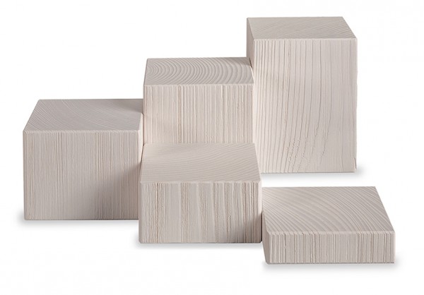 Deko-Klötze, sägerau, 5-tlg., weiß