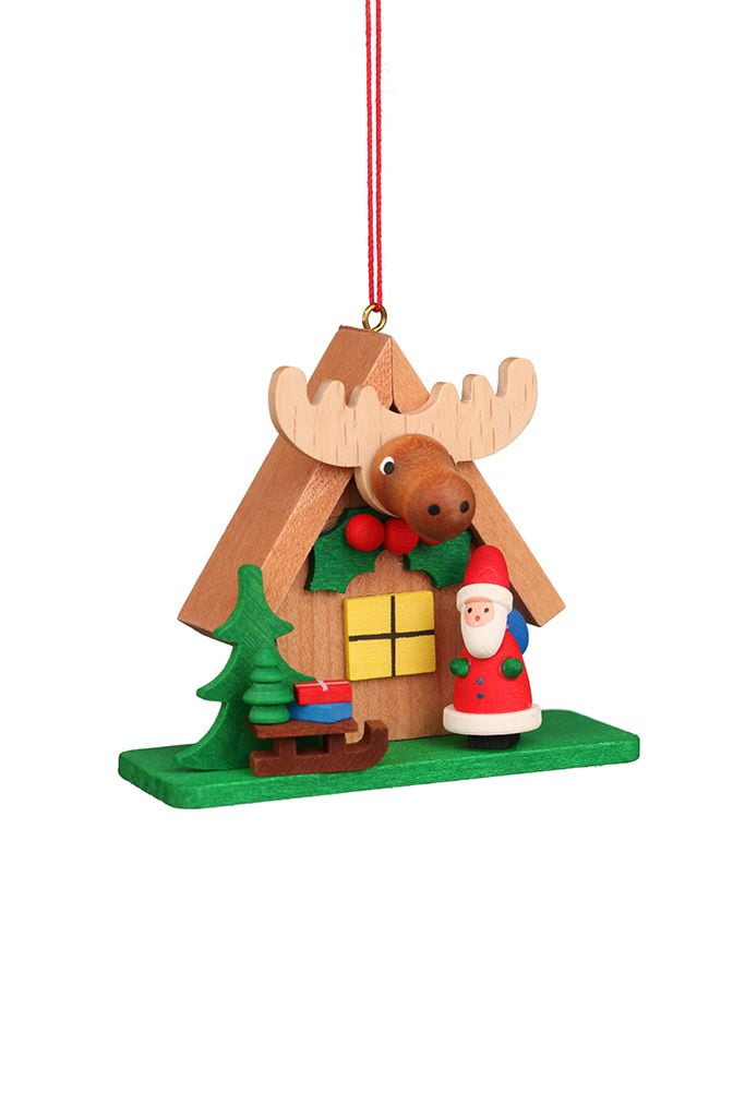Baumbehang Waldhaus mit Weihnachtsmann