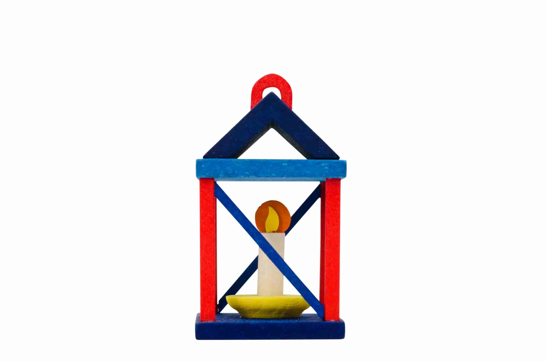 Laterne blau/rot als Baumschmuck