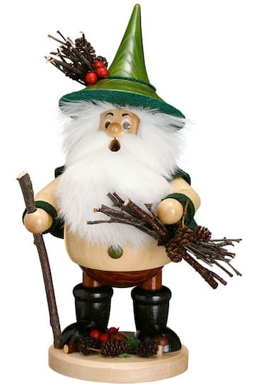 Räuchermann Waldwichtel Holzsammler grün