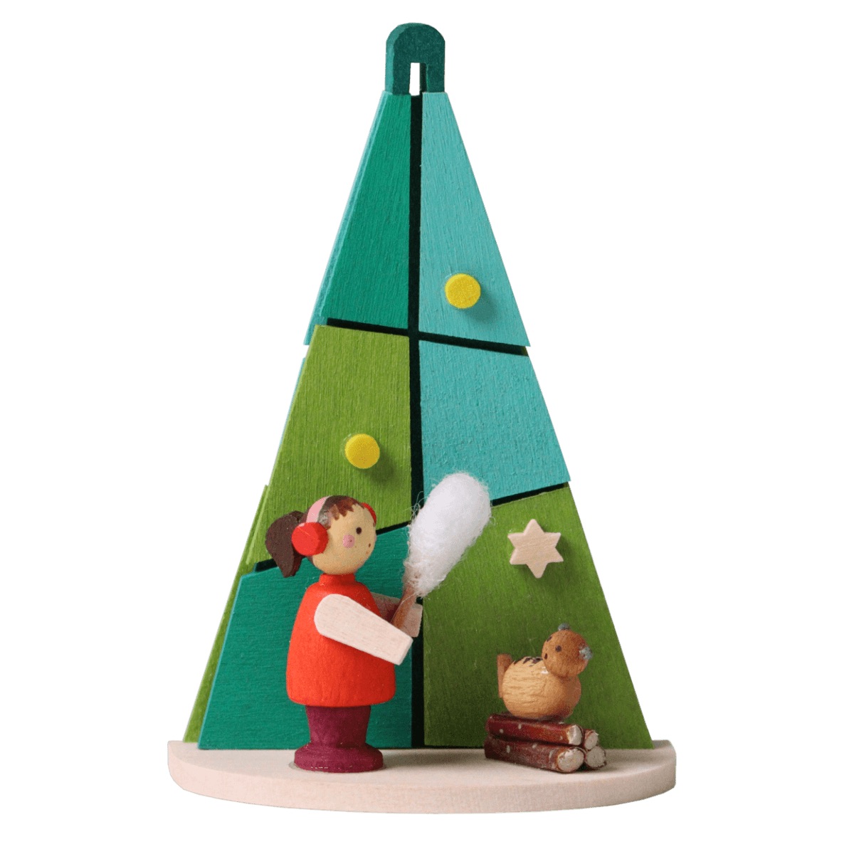 Baum mit Winterkind und Katze als Baumschmuck