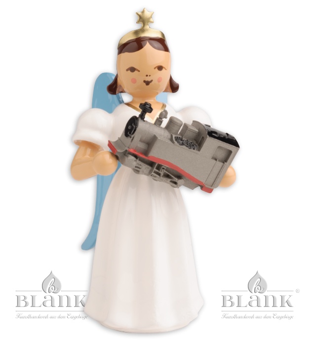 Blank - Faltenlangrockengel farbig mit Eisenbahn