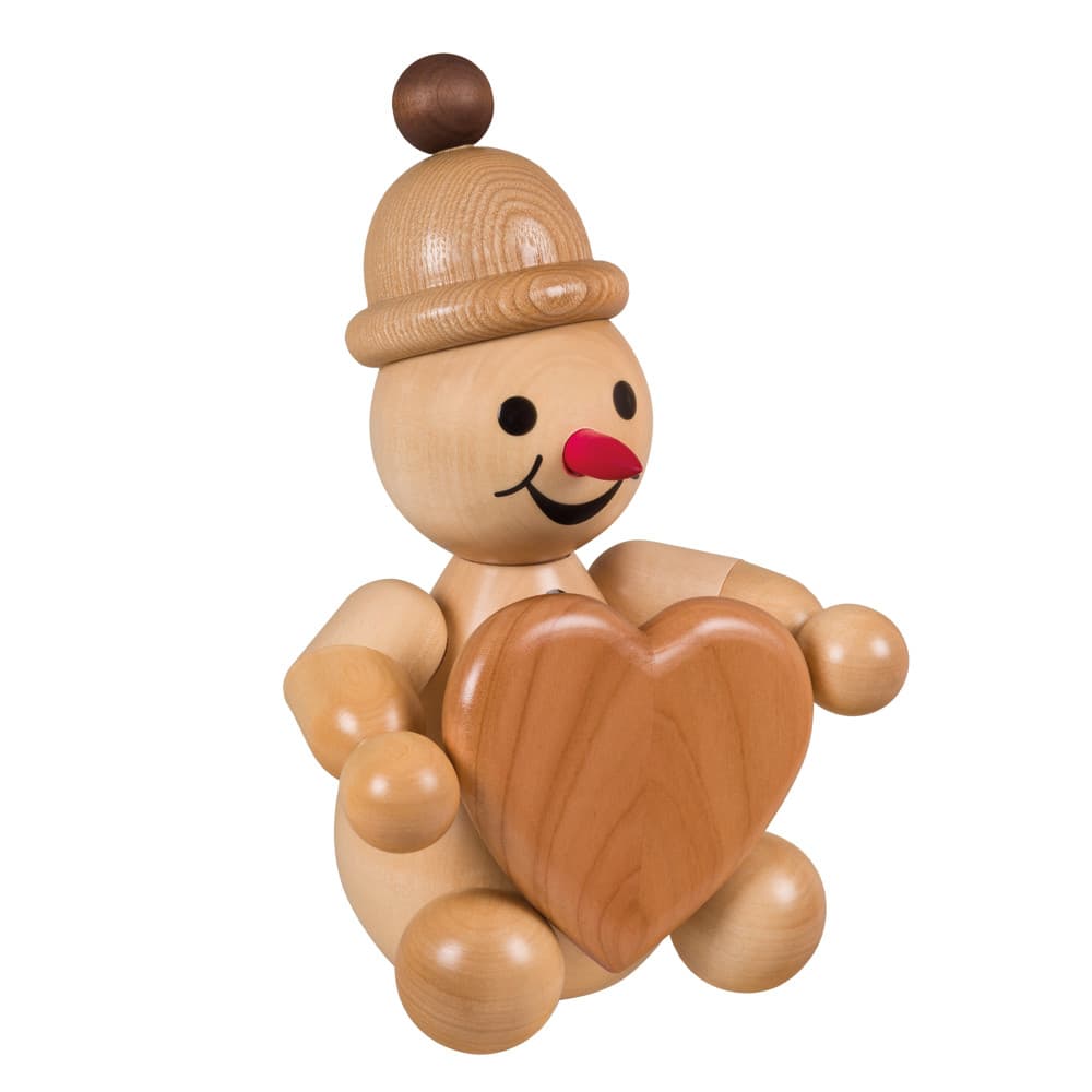Schneemann Junior sitzend mit Herz
