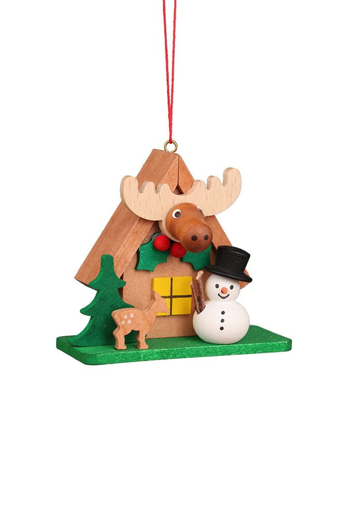 Baumbehang Waldhaus mit Schneemann