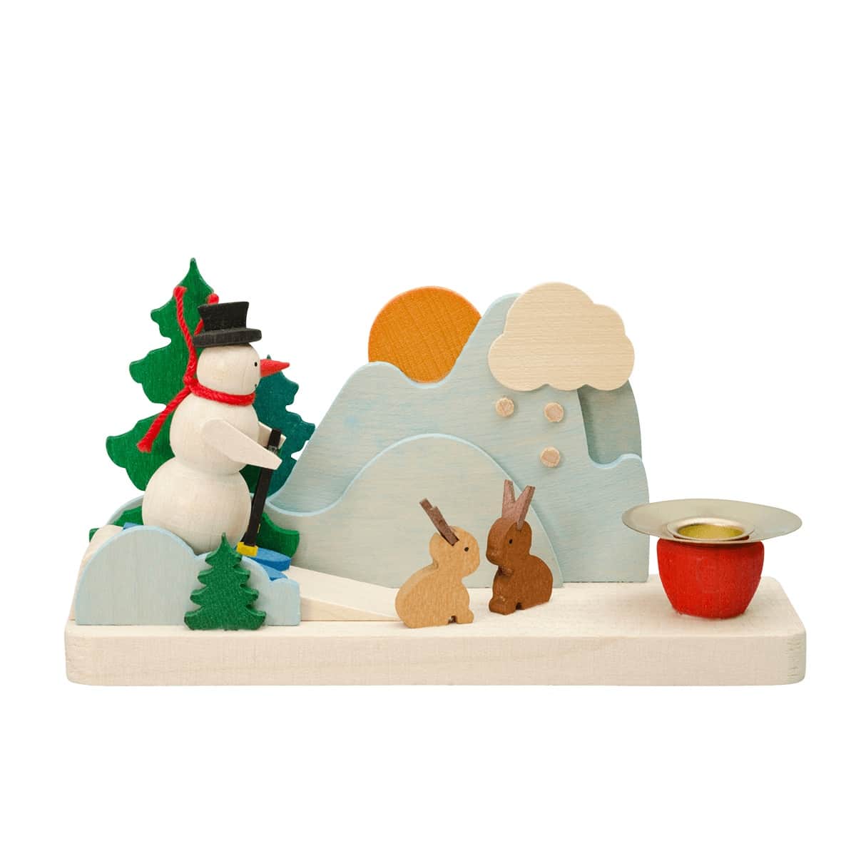 Leuchter Schneemann mit Hasen