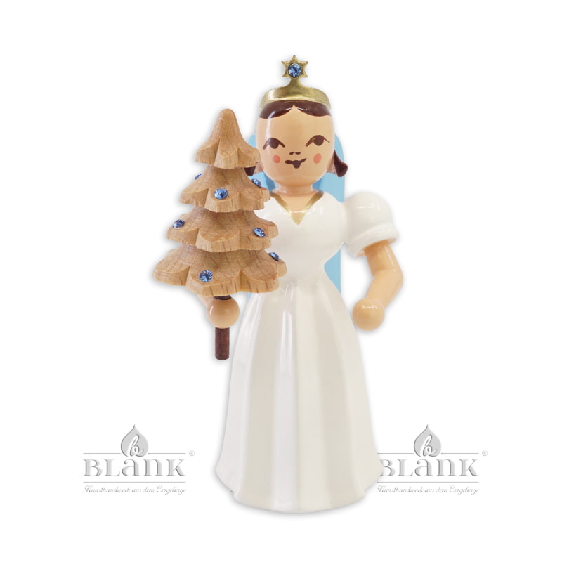 Langrockengel mit Bäumchen und Preciosa-Kristallen, farbig