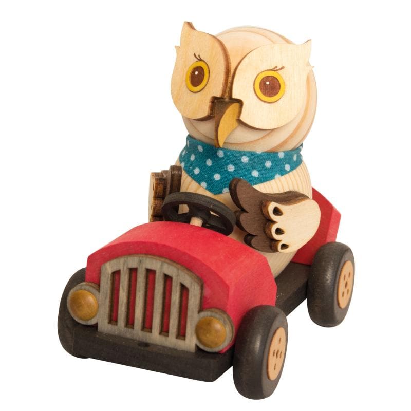 Mini Eule im roten Flitzer