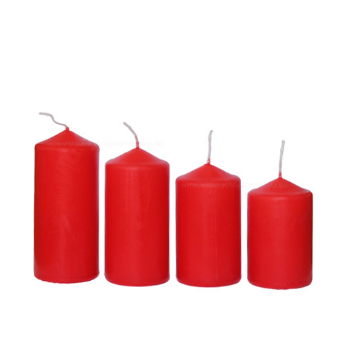 Stumpenkerzen EWA 4 Stück rot abgestuft 50x65-110mm