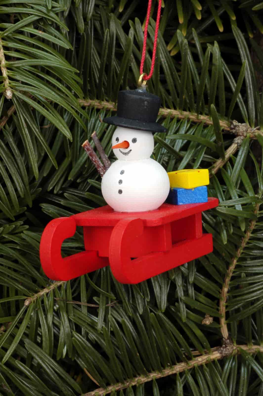 Baumbehang Schlitten mit Schneemann - Auslaufartikel