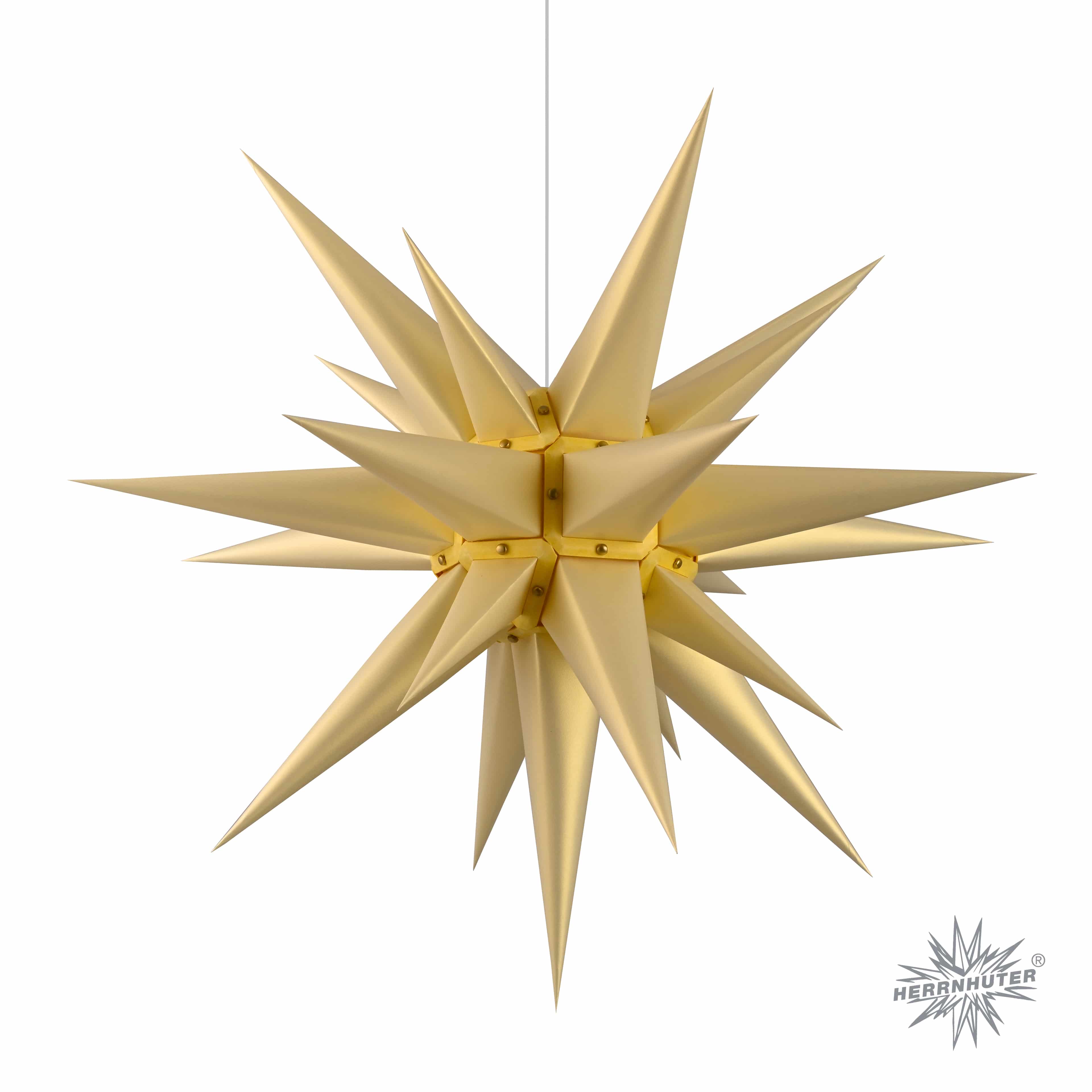 Original Herrnhuter Stern für innen ø ca. 60 cm Perlmutt Gold (I6) Edition Natur inkl. Beleuchtung