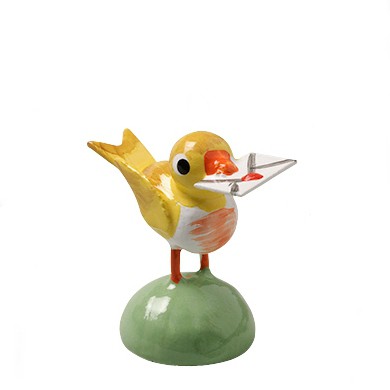 Vogel mit Brief, gelb