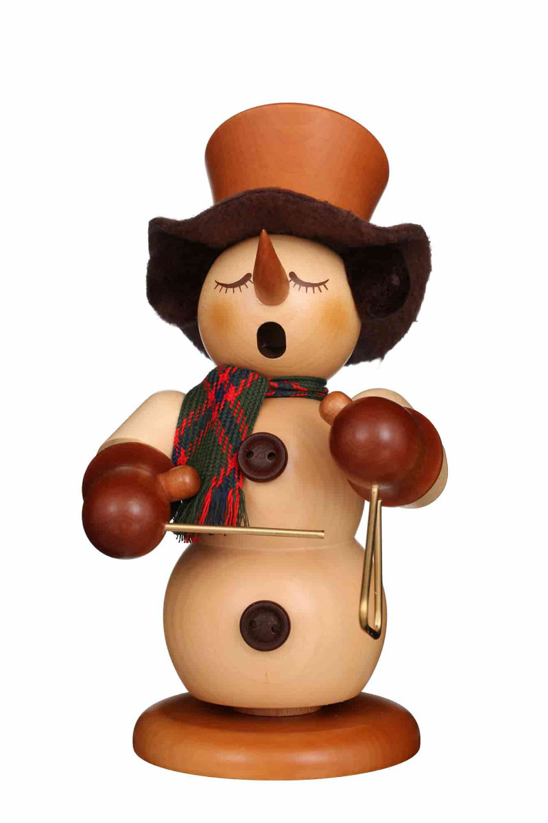 Räuchermann Schneemann mit Triangel natur - Auslaufartikel