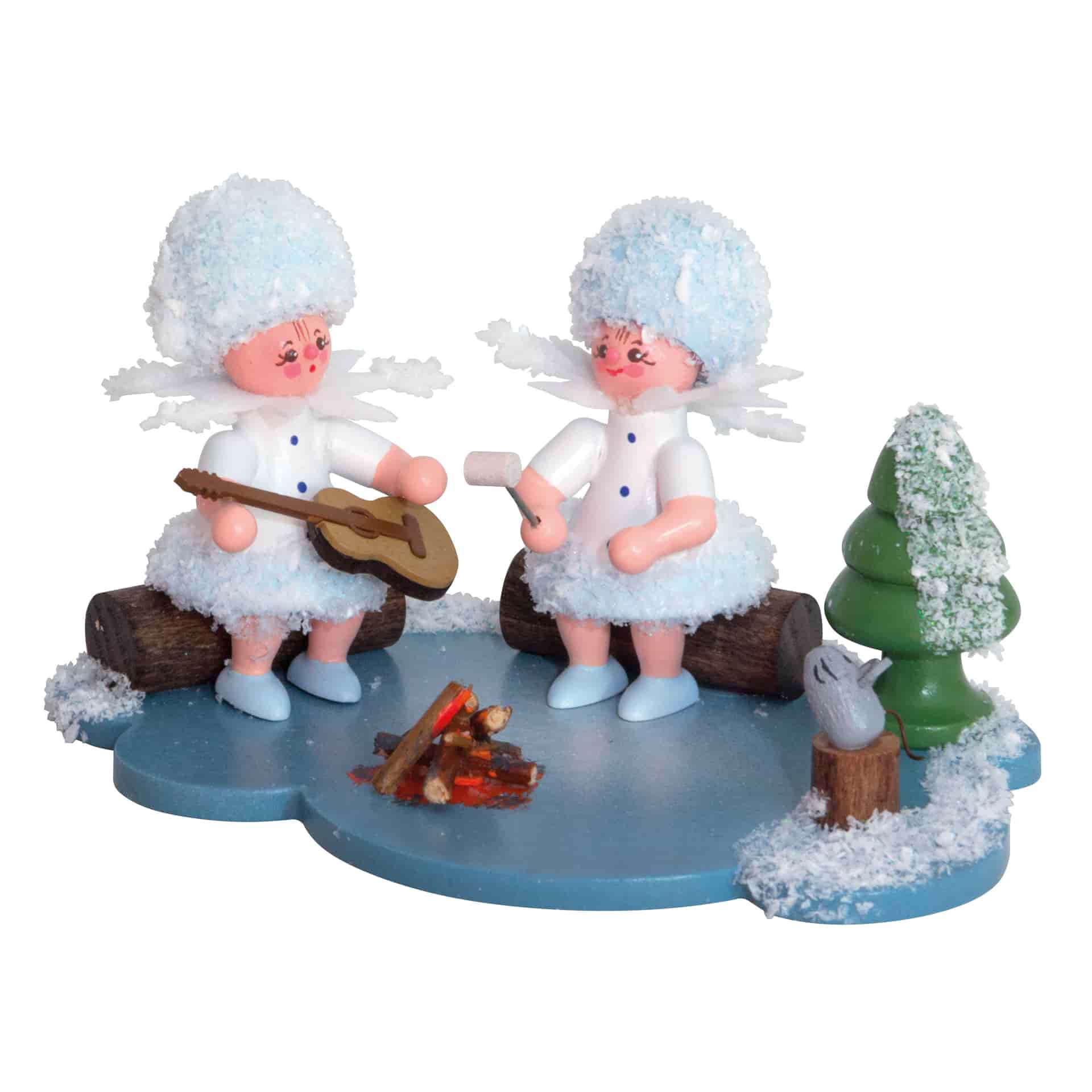 Schneeflöckchen auf Wolke am Lagerfeuer