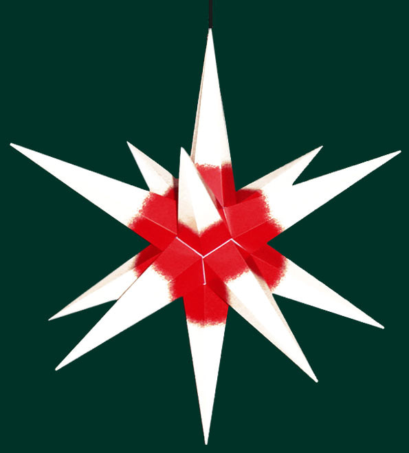 Haßlauer Weihnachtsstern für außen weiß mit rotem Kern inkl. LED