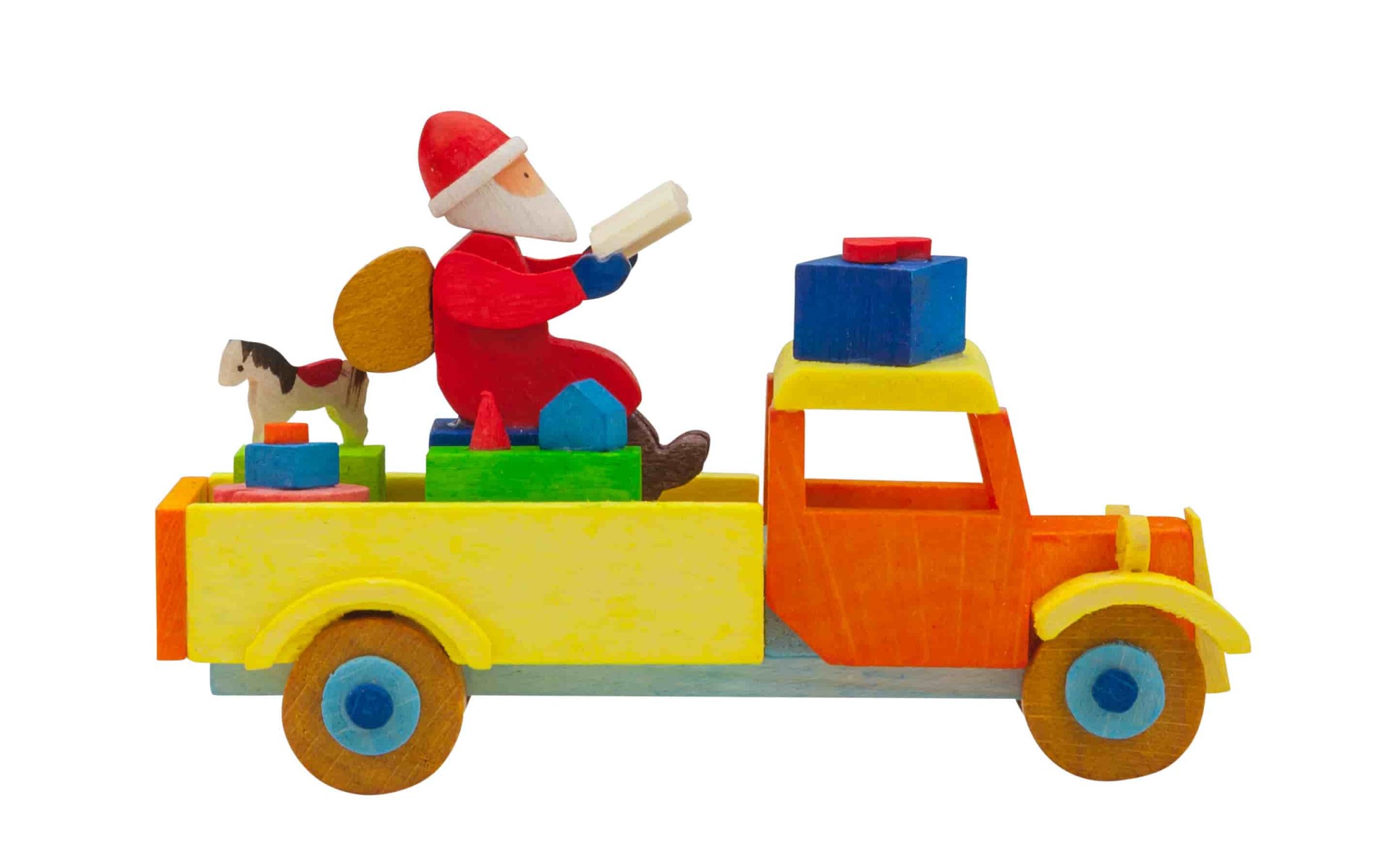 Lastwagen mit Weihnachtsmann als Baumschmuck