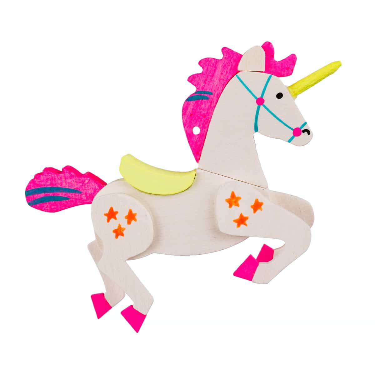 Neon-Einhorn gelb/pink als Baumschmuck