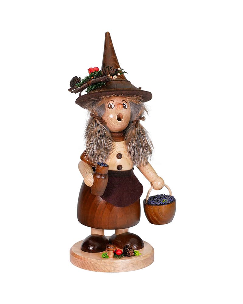 Räucherfigur Wichtelfrau mit Schlitten