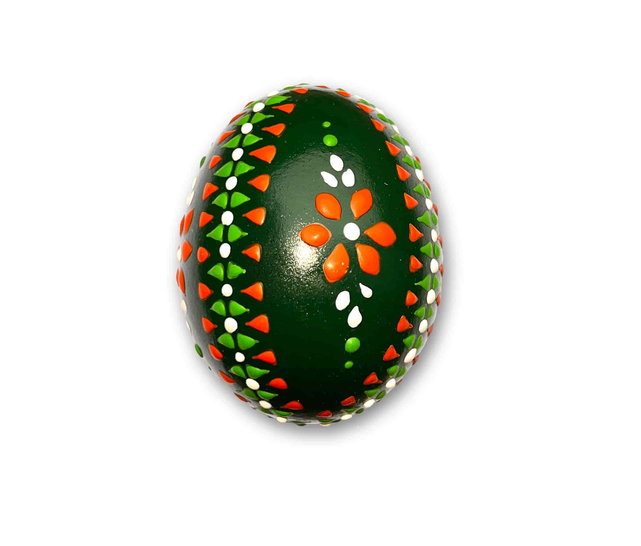 Osterei - Bossiertechnik dunkelgrün - weiß, grün, orange 1