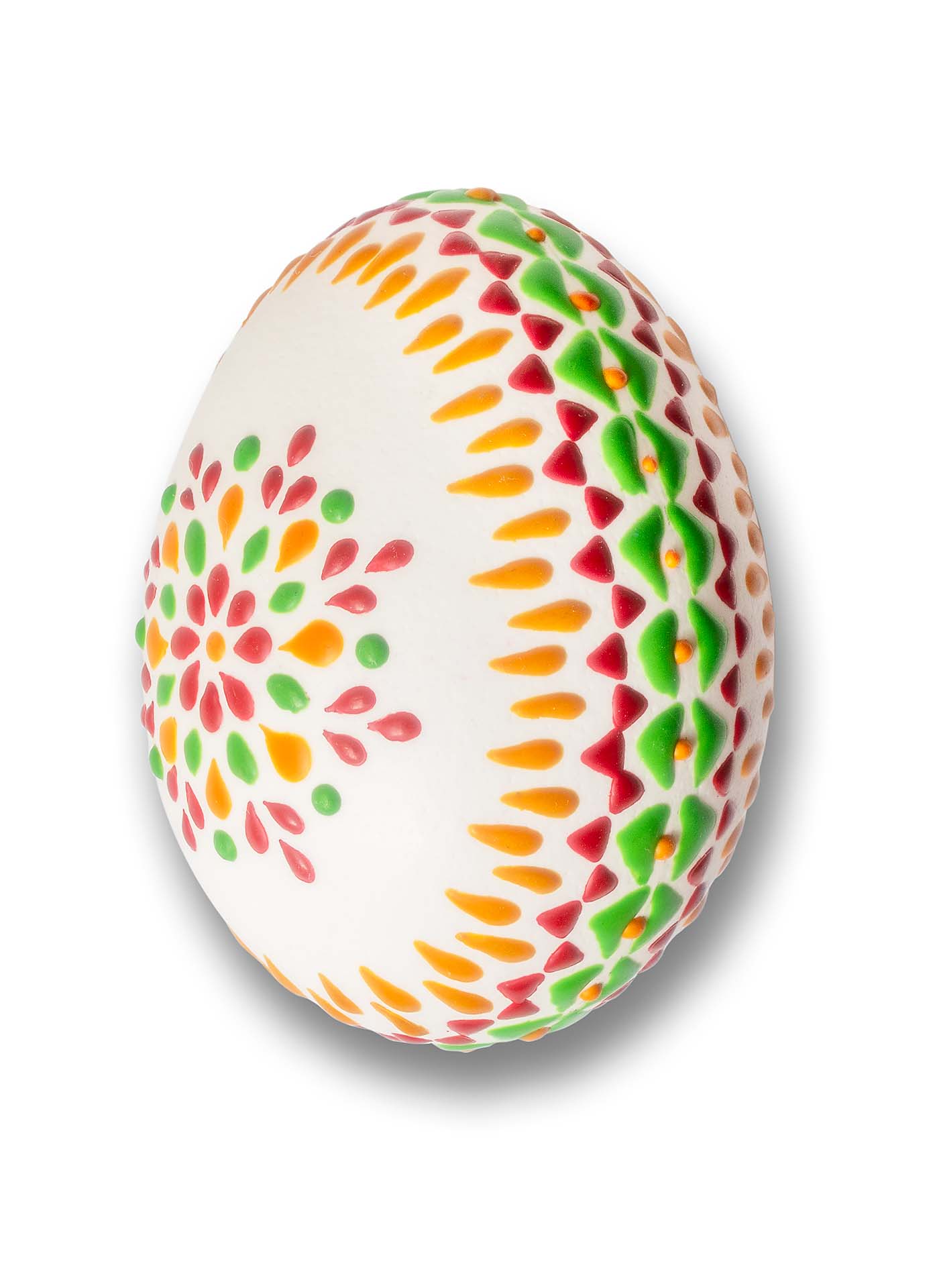 Osterei - Bossiertechnik weiß - grün, orange, rot 1