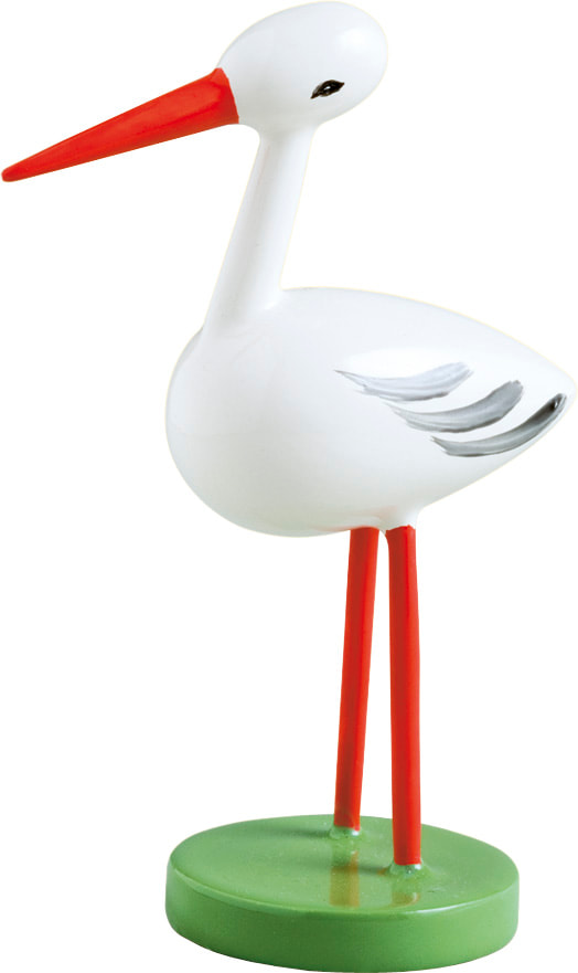 Storch, klein, auf zwei Beinen