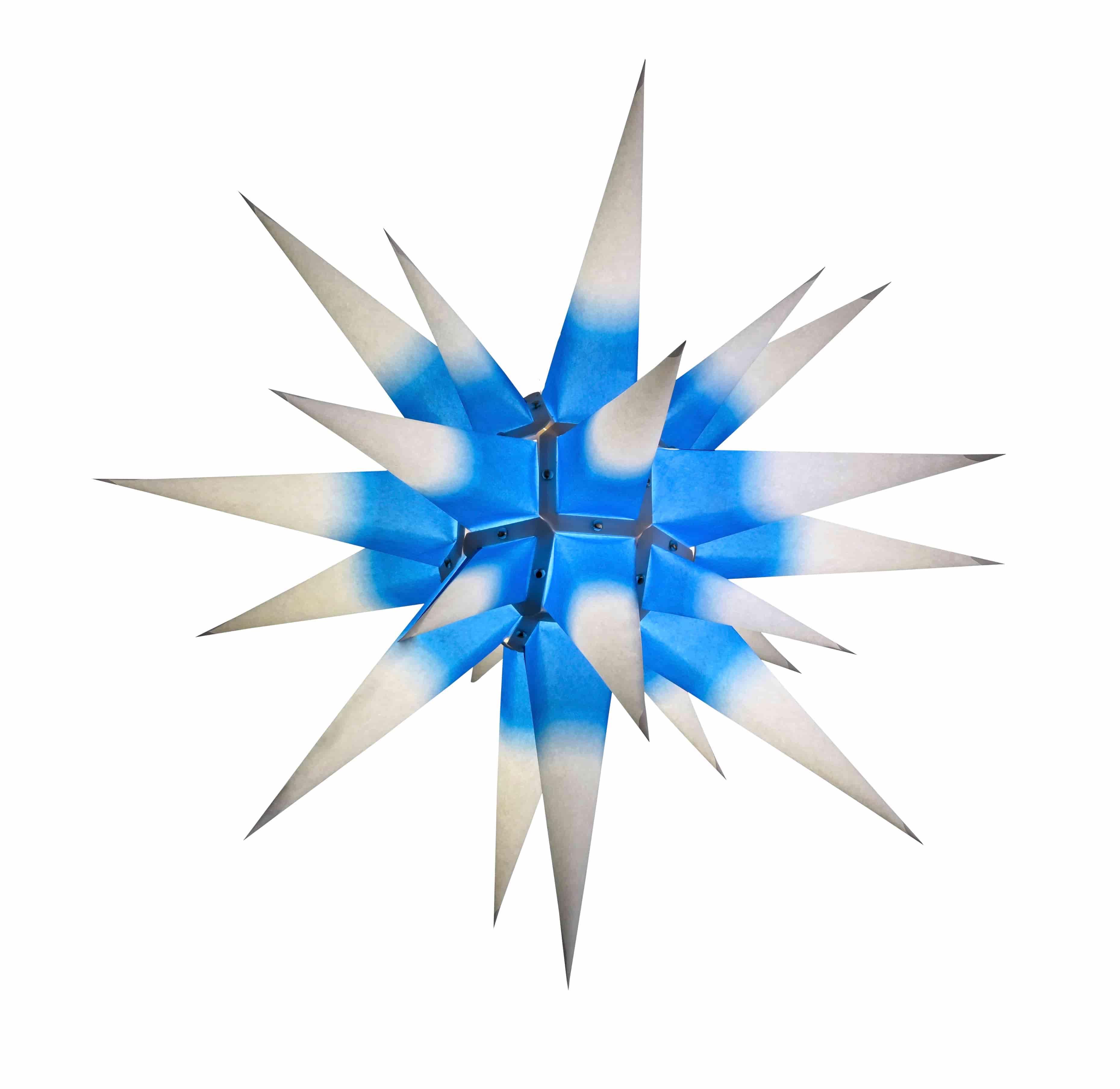 Original Herrnhuter Stern für innen ø ca. 60 cm weiß mit blauem Kern (I6)