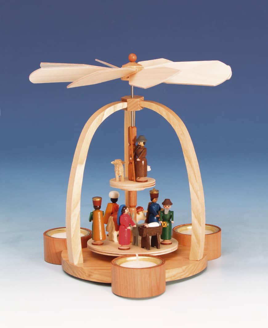 Teelichtpyramide Christi Geburt, farbig