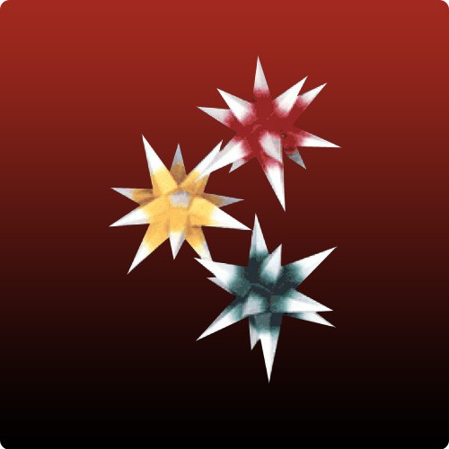 Sterneset Dresdner Weihnachtsstern rot / gelb / grün mit weißen Spitzen
