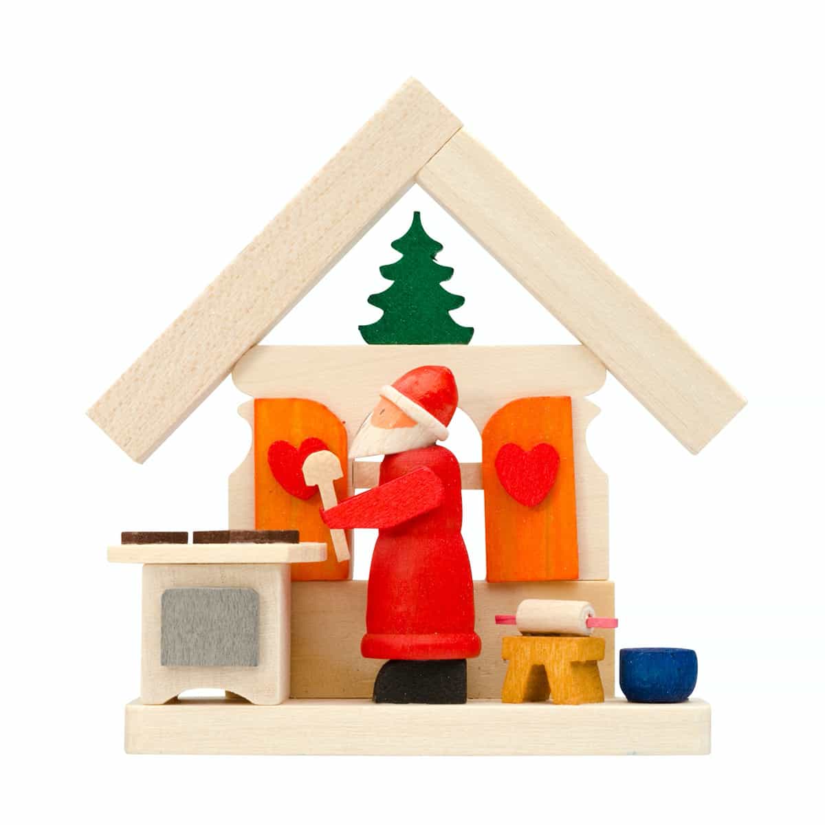 Haus Weihnachtsmann als Baumschmuck mit Bäckerei