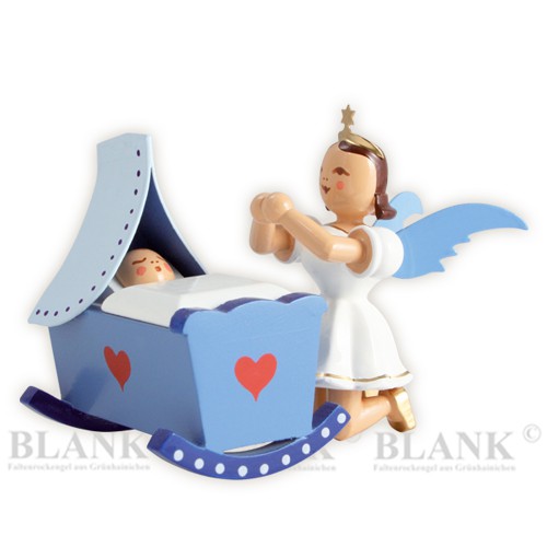 Blank - Kurzrockengel farbig Wiege mit Engel kniend