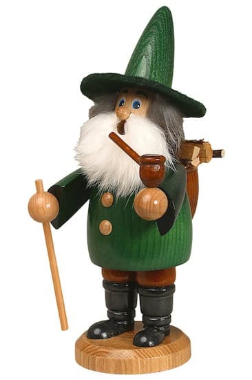 Räuchermann Wichtel Holzsammler grün