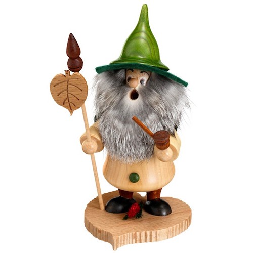 Räuchermann Baumwichtel auf Lindenblatt