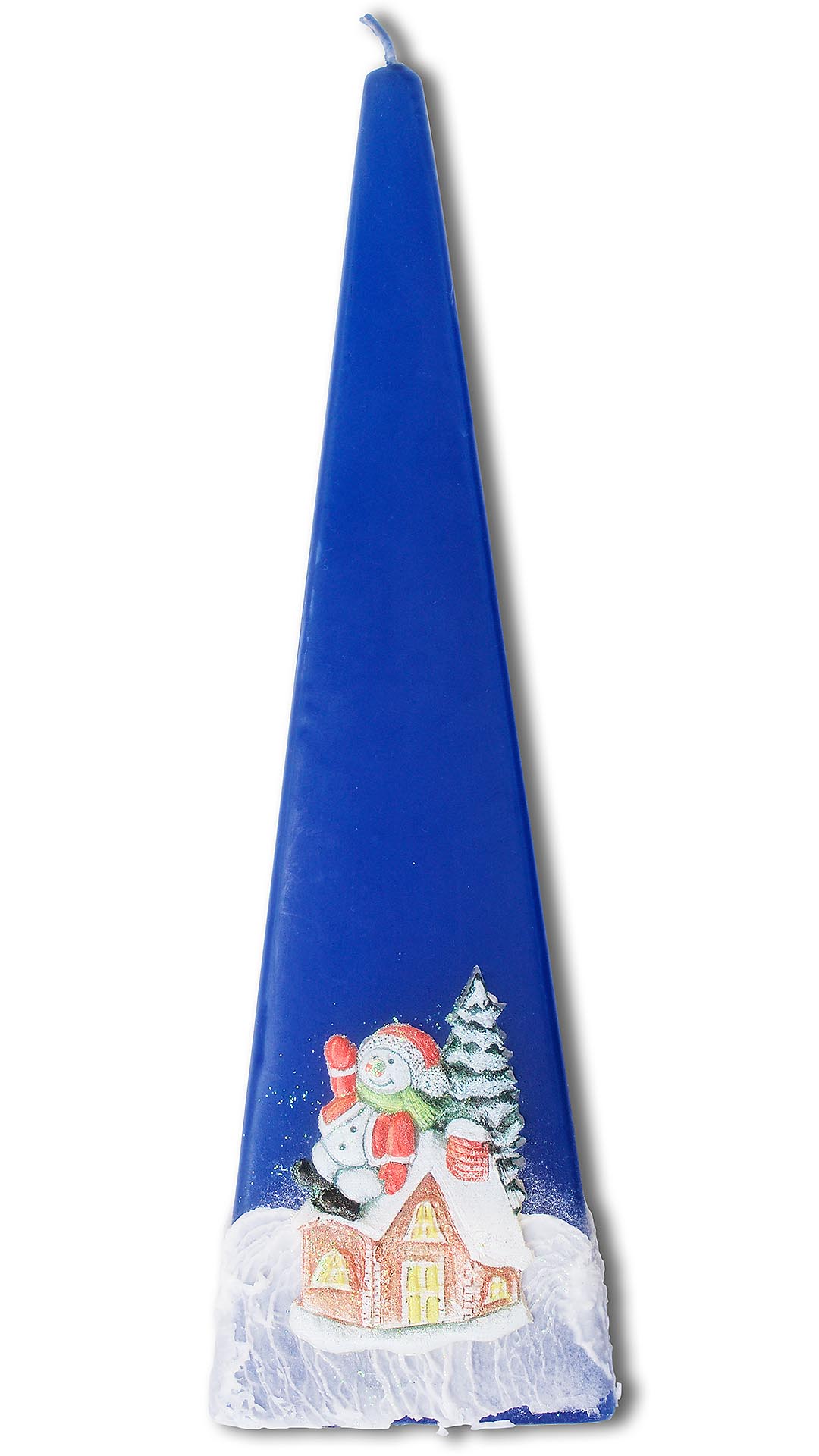 Pyramidenkerze "Schneemann" blau 70x250mm
