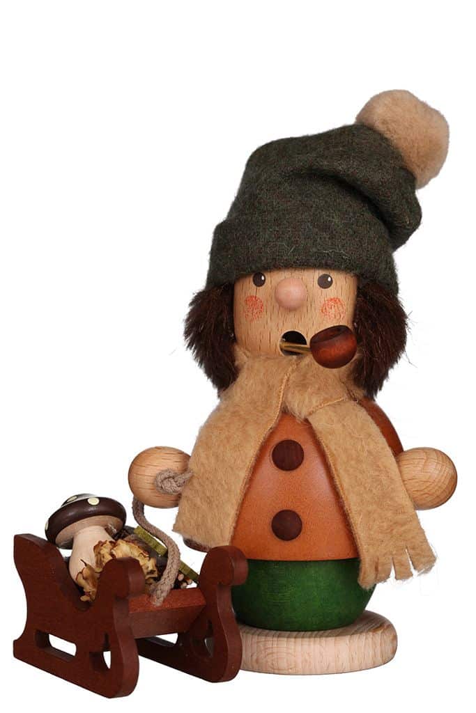 Räuchermann Bub mit Schlitten