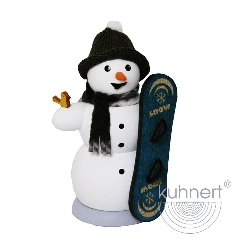 Schneemann mit Snowboard