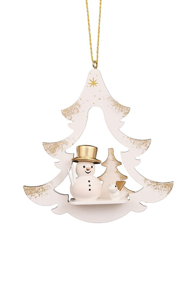 Baumbehang Baum weiß mit Schneemann - Auslaufartikel
