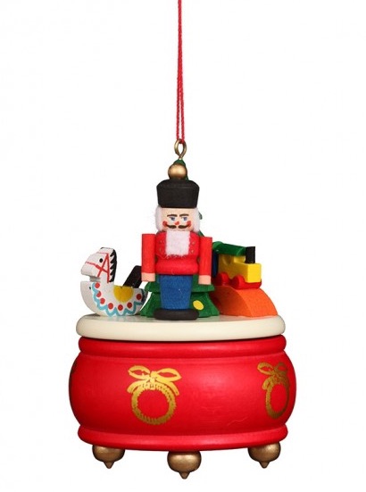 Baumbehang Spieldose rot mit Nussknacker