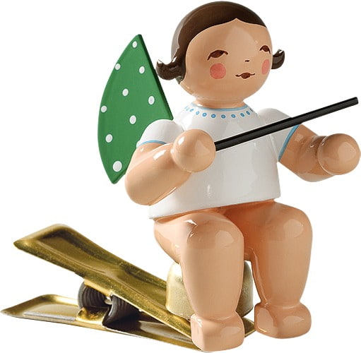 Engel mit Taktstock auf Klemme - braunes Haar