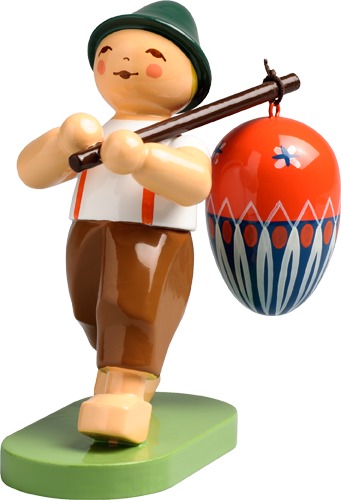 Osterkind Junge mit Ei am Stab