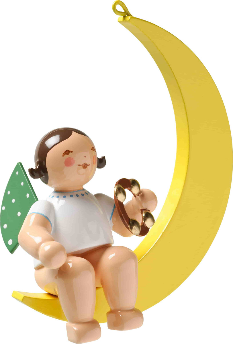 Engel mit Schellenring im Mond