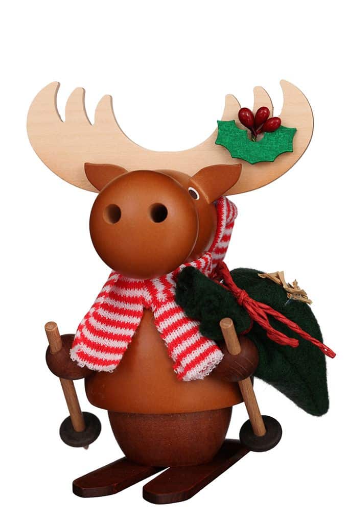 Räuchermann Elch auf Ski